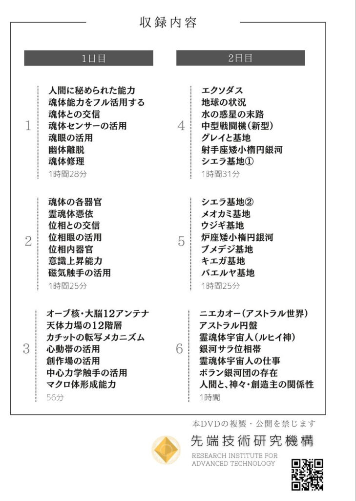 宇宙生命論 特別講演会(2024/9開催) DVD | 先端技術研究機構