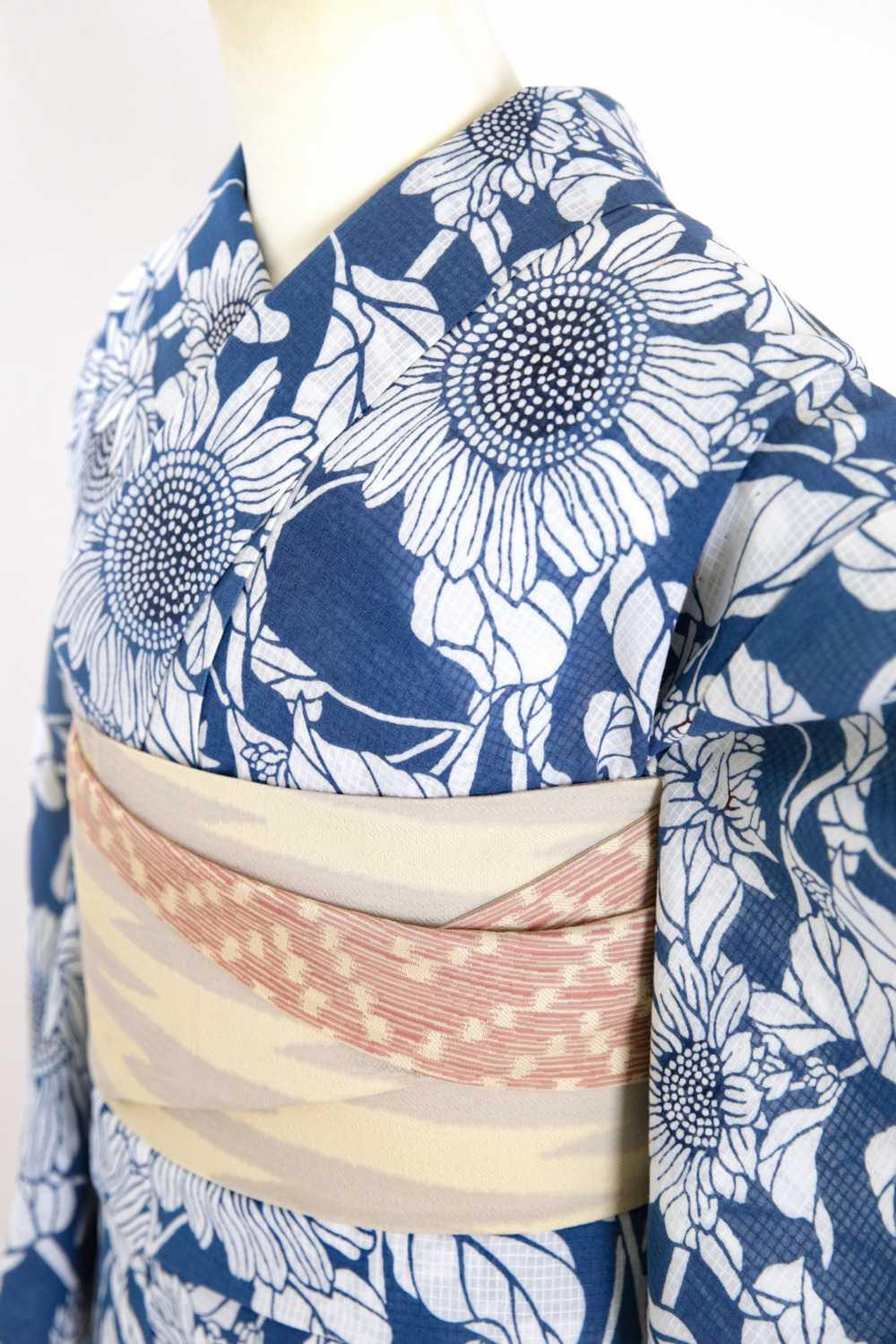 竺仙綿紅梅向日葵 - きもの六花（ricca） | 大阪市北区中崎町 | 和裁