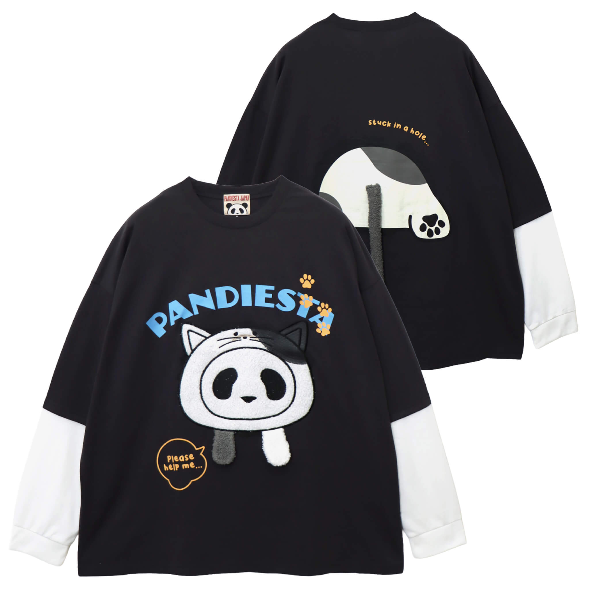 PANDIESTA 飛び出し にゃんこぱんだ ロングスリーブ Tシャツ(595751
