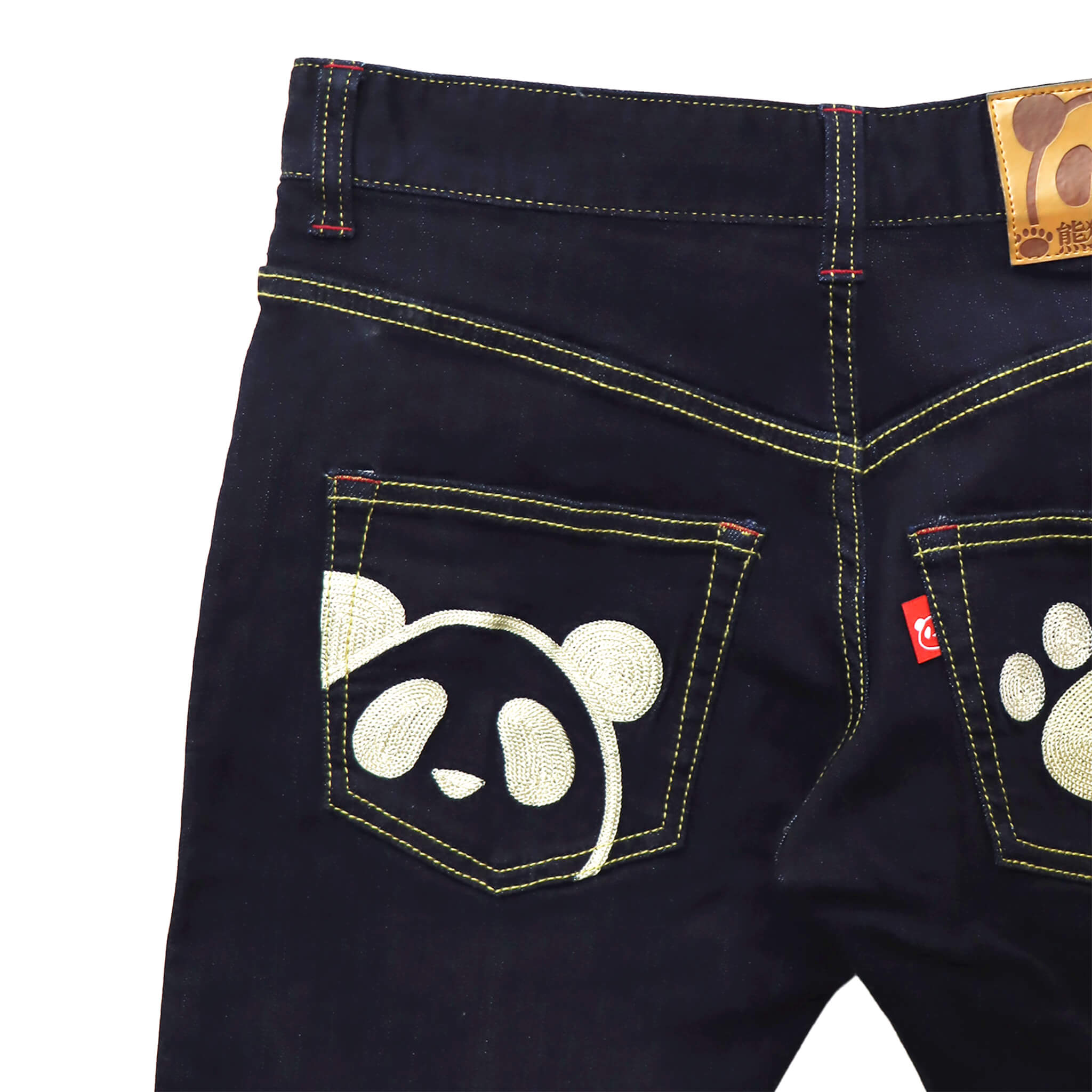 熊猫謹製 スリムストレート ストレッチ デニム パンツ(595650