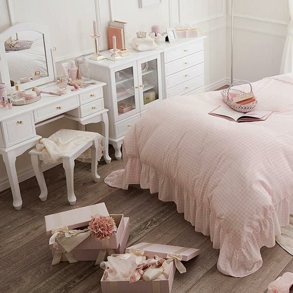 直送】取っ手を着せ替えできる猫脚ドレッサー/クリスタル＆リボン