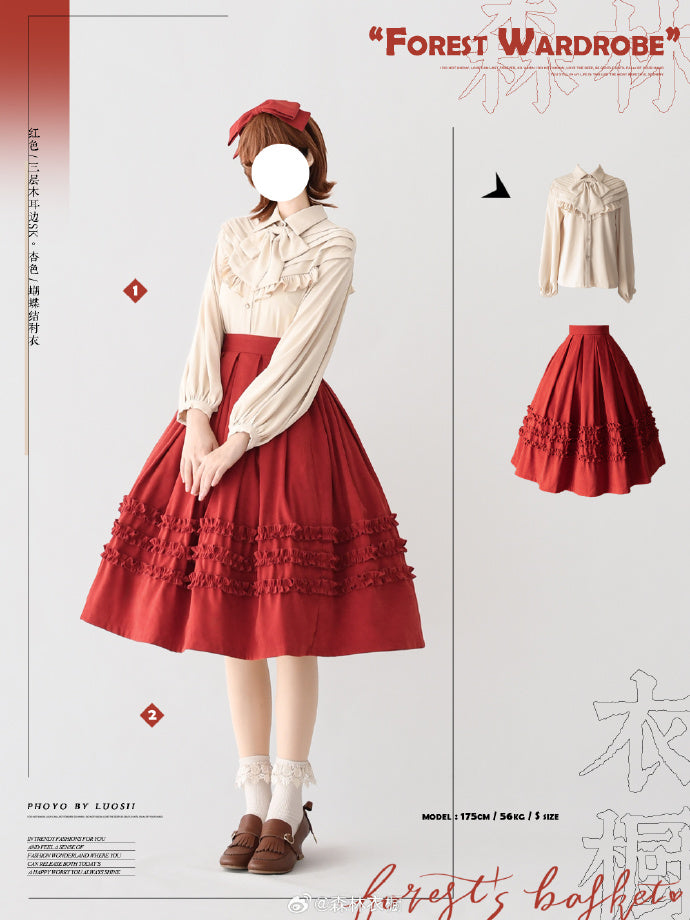 予約販売】Forest Basket 4.0 三段フリルスカート リボンのヘアアクセ