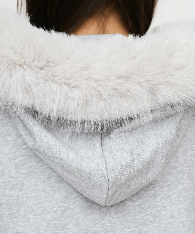 ファー付ラメ裏毛フーディーミニワンピース｜ROYAL PARTY ロイヤル
