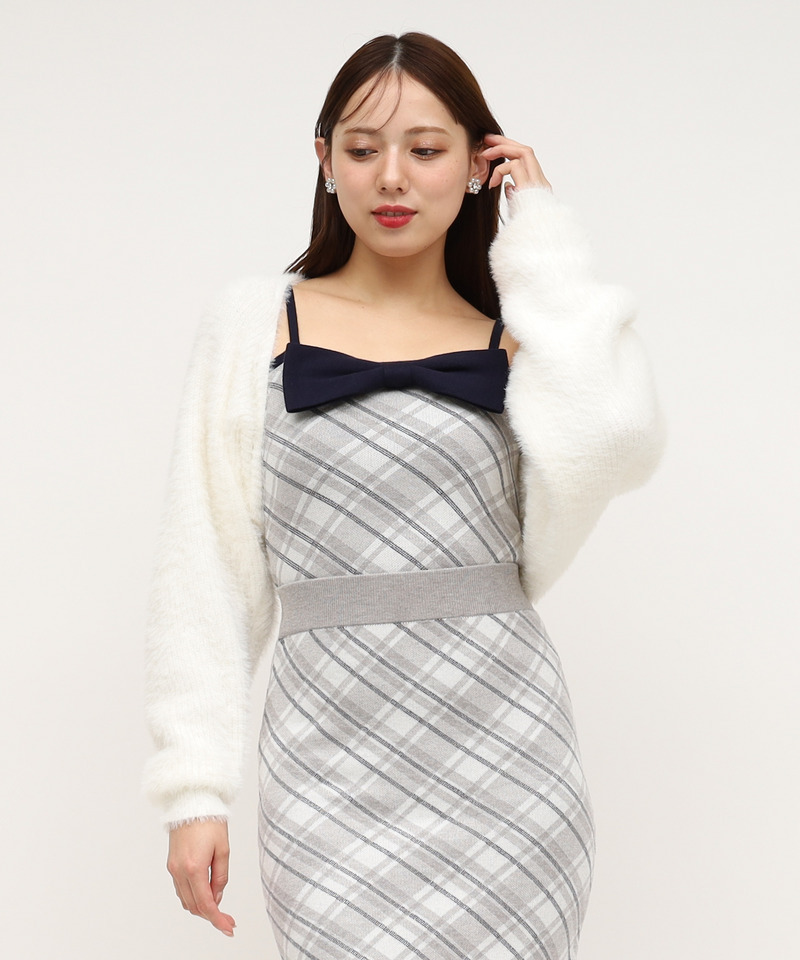 リボンチェックシャギーボレロアンサンブル｜ROYAL PARTY ロイヤル