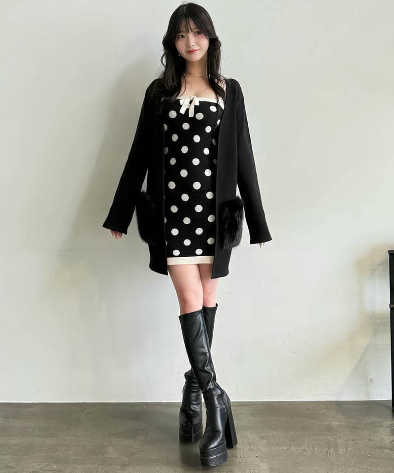 リボン付アソートニットタイトミニワンピース｜ROYAL PARTY ロイヤル