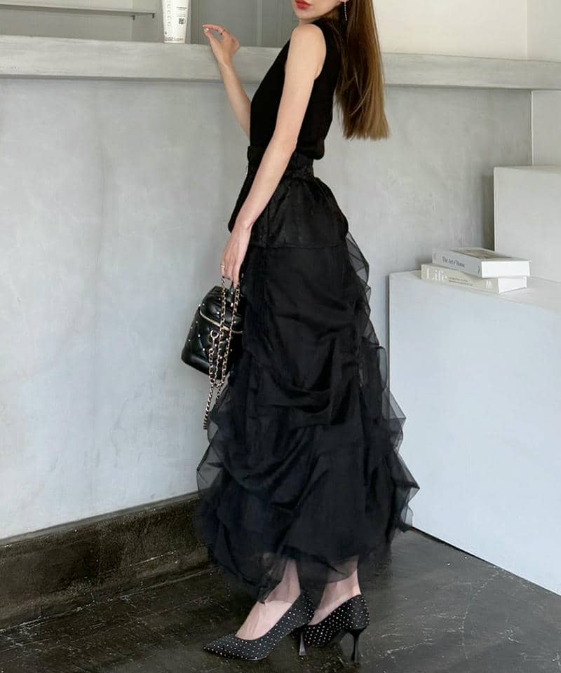 コルセット風レースドッキングチュールスカート｜ROYAL PARTY ロイヤル