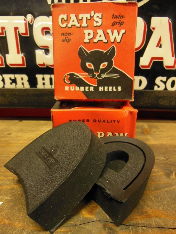 NOS CAT'S PAW RUBBER HEELS/PITCHED/7-8/9-10/10-11/BLACK/箱入デッド