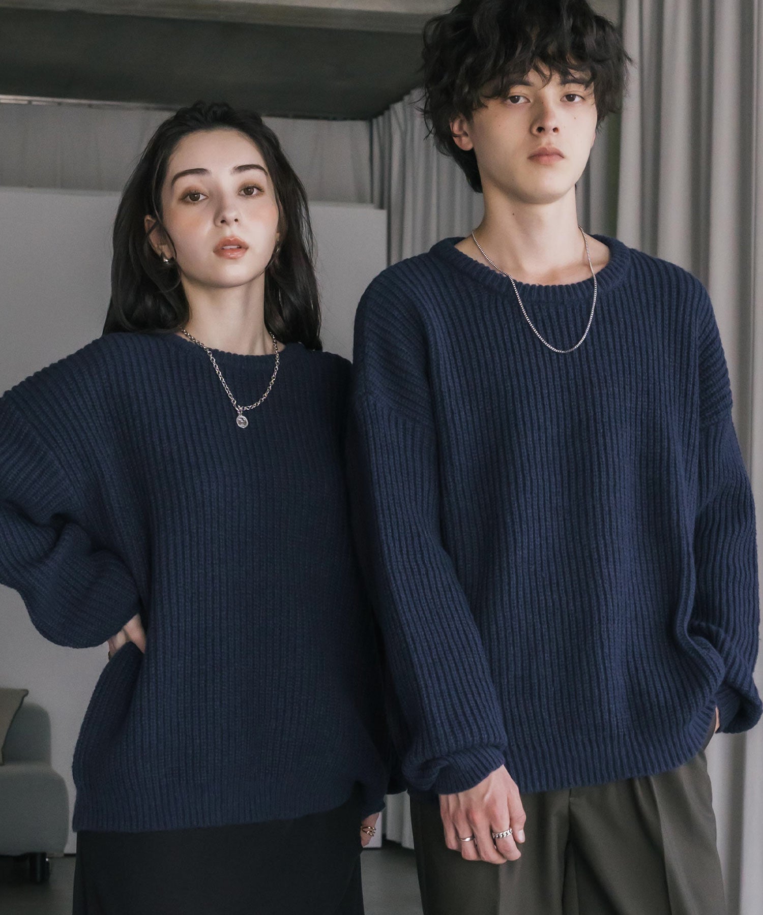 オーバーサイズ畦編みクルーネック長袖ニットセーター 14552 – Rocky