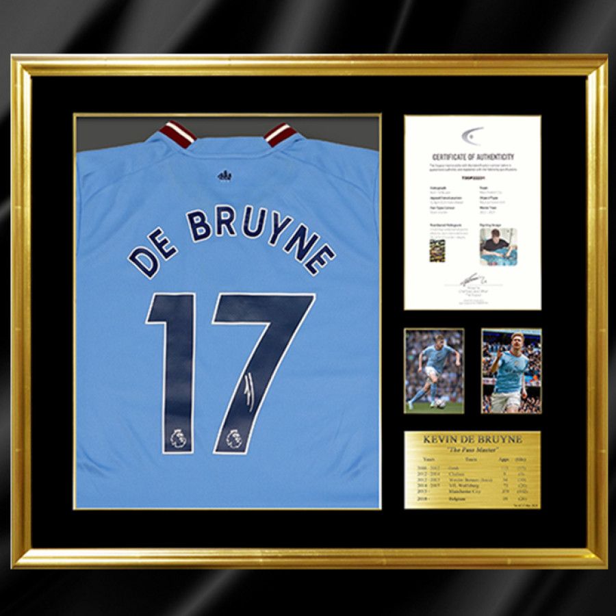 デ・ブライネ直筆サイン入りマンチェスターシティ22/23ホーム