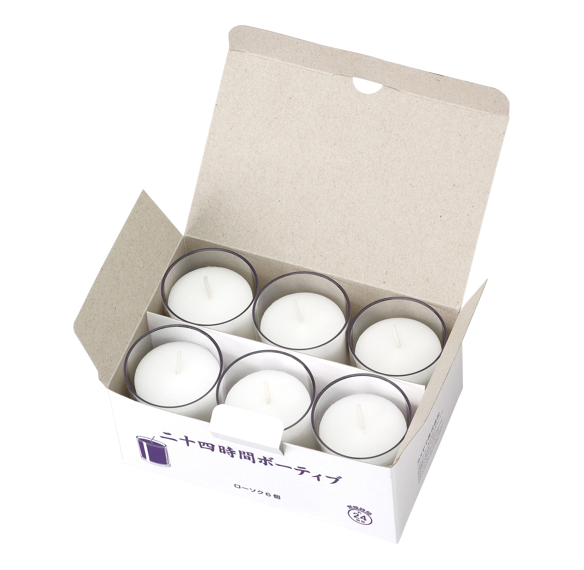 24時間ボーティブ6個入 | ガラス/カップ入りローソク | ローソク