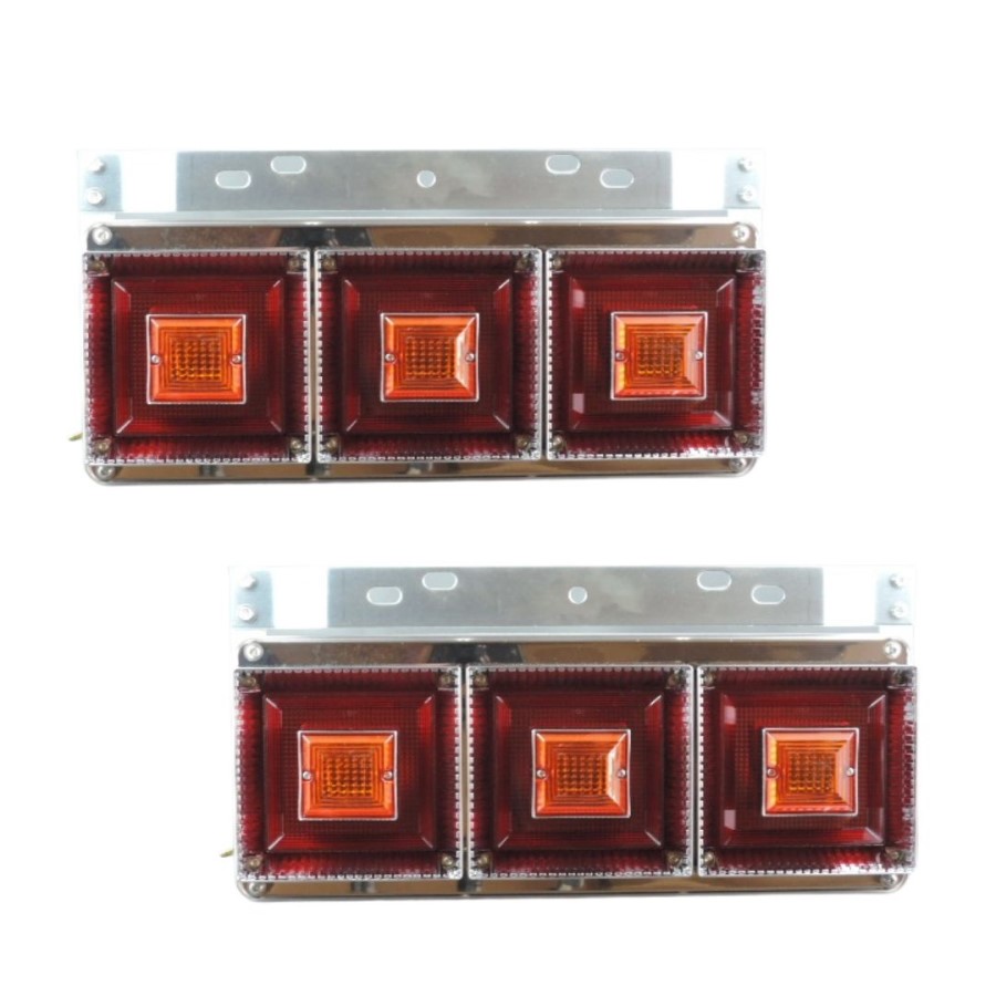 JB角型3連テールランプ小型 赤橙(リレー付き)DC24V用 日本ボデーパーツ