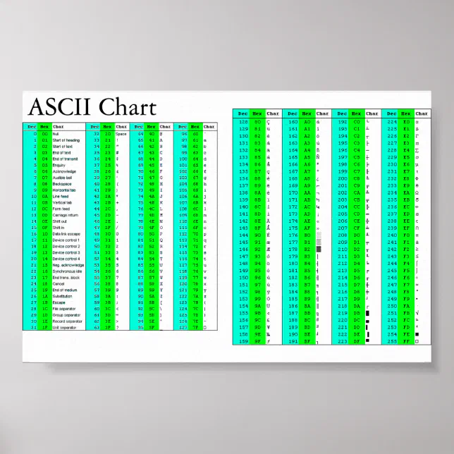 ASCII Chart For All | Zazzle