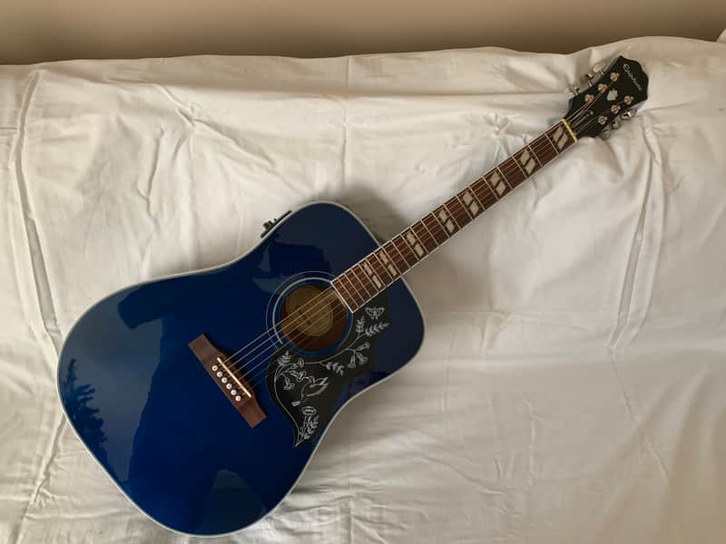 Epiphone Limited Edition Hummingbird Pro Blue Acoustic | Reverb