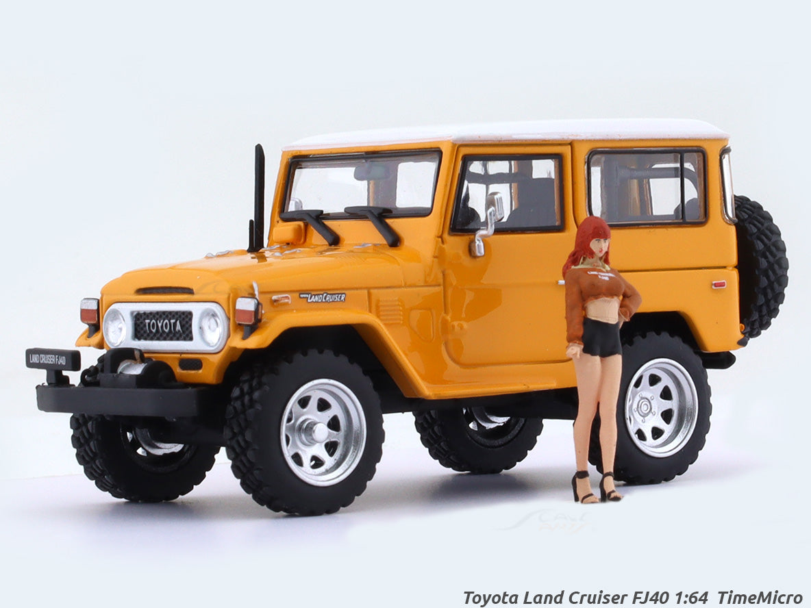 Toyota Land Cruiser FJ40 yellow with figure 1:64 TimeMicro diecast