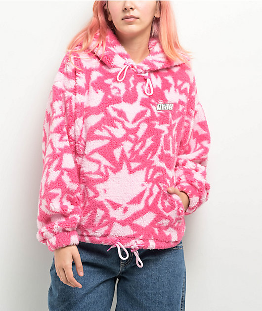 A.LAB Kadley Pink Tulle & Carmine Rose Sherpa Hoodie | Zumiez