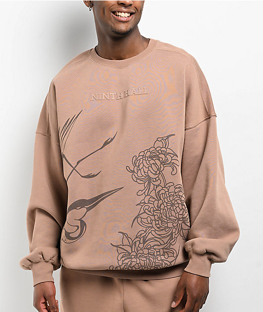 Ninth Hall Crane Brown Oversized Crewneck Sweatshirt | Zumiez