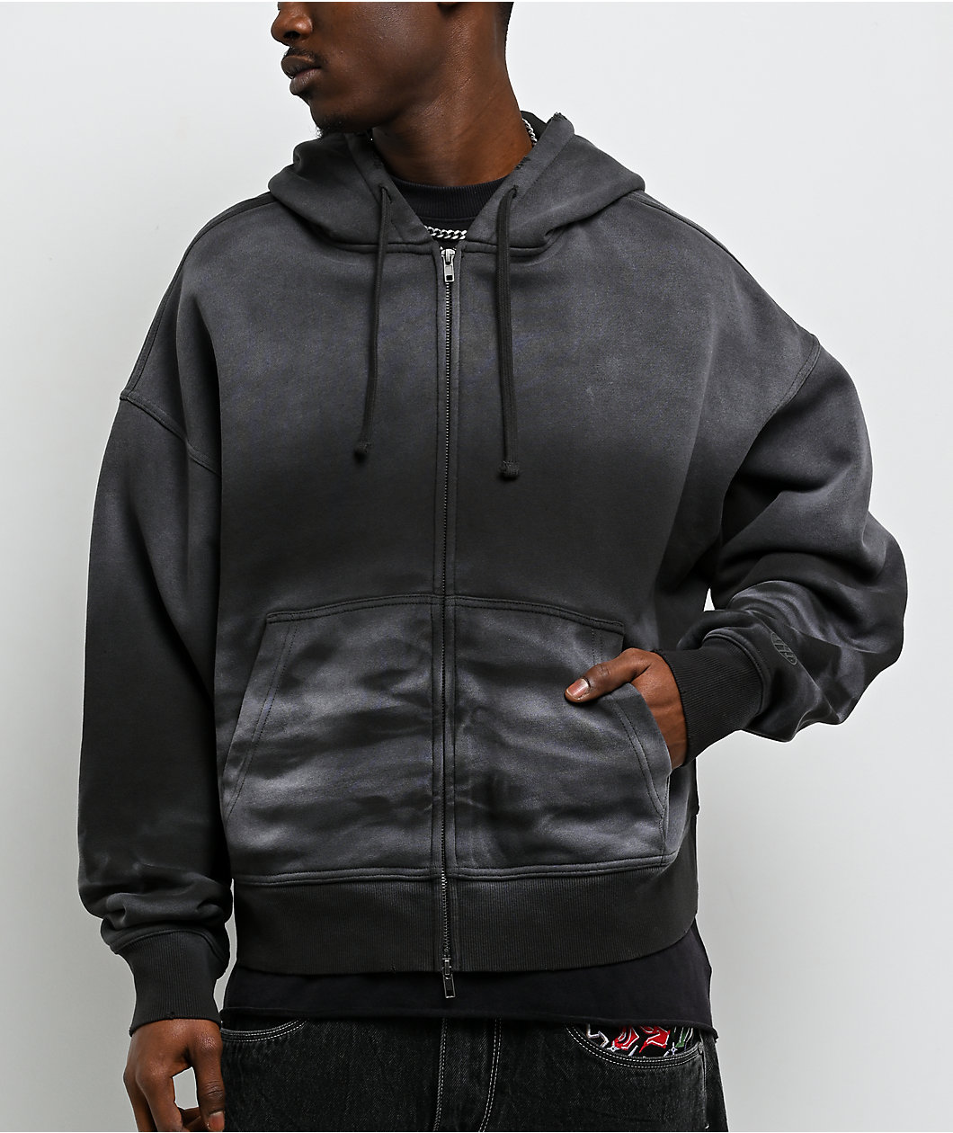 Ninth Hall Fundamentals Whisker Ash Wash Boxy Zip Hoodie | Arden Fair