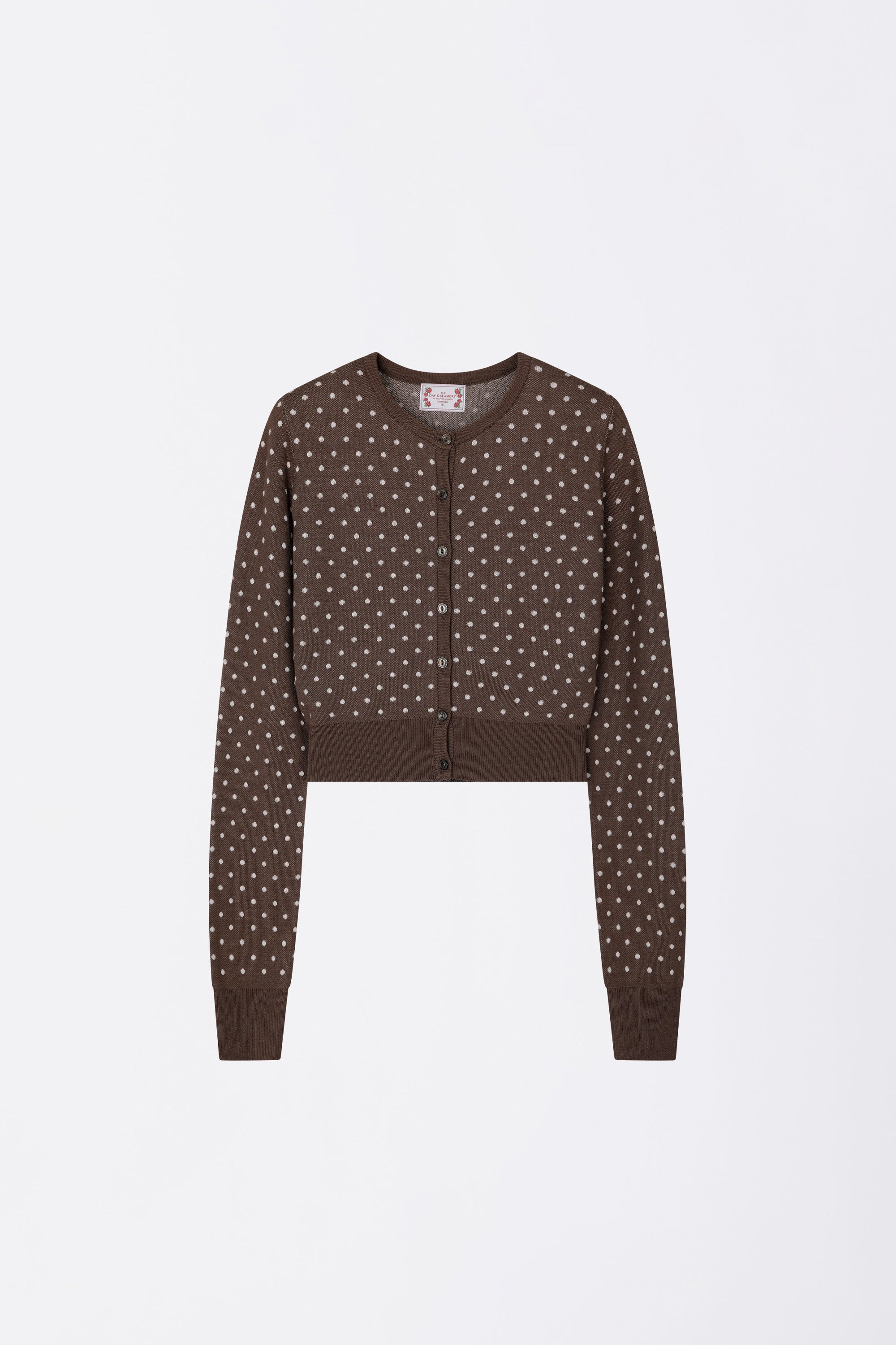 Polka Dot Cardigan Brown/Baby Pink – Sculptor