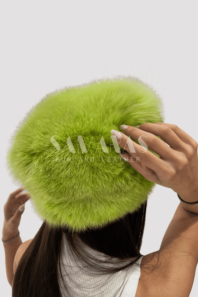 Green Fur Fox Set | Boa - Hat - Cuffs - Samarasfurs.com