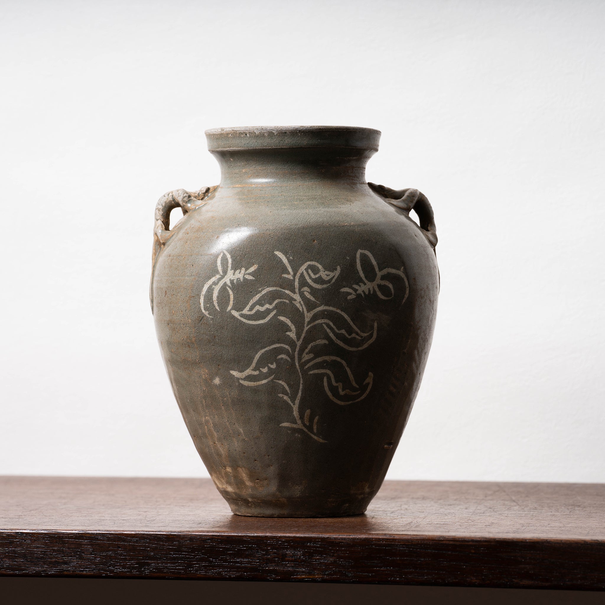 高麗 青磁象嵌草花文獣耳扁壺 – 燦禾 SANKA