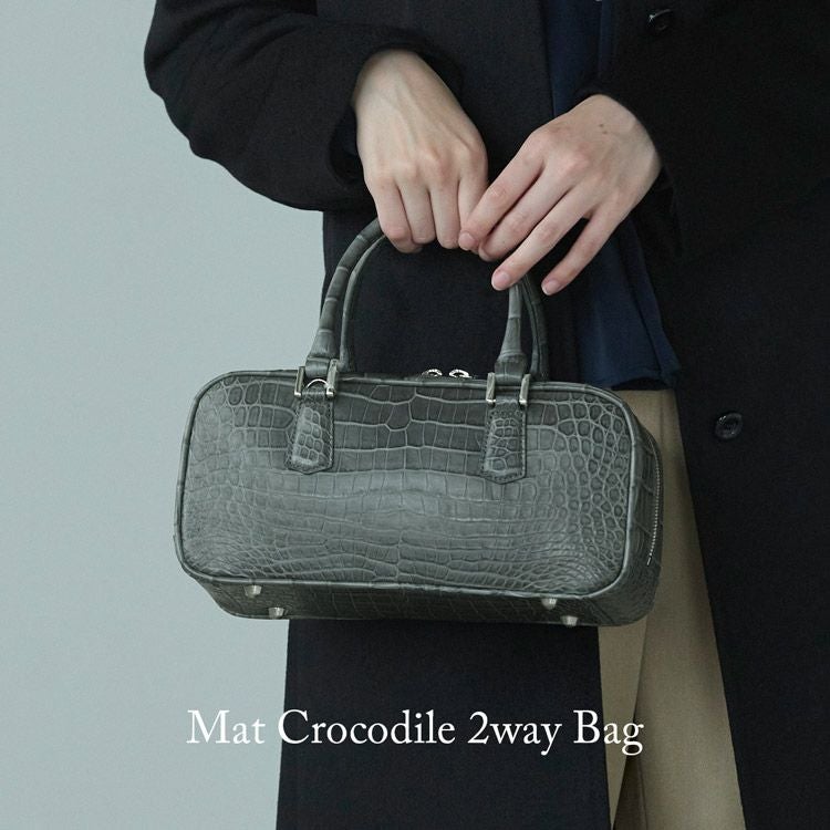 クロコダイル マット加工 2way ミニボストンバッグ