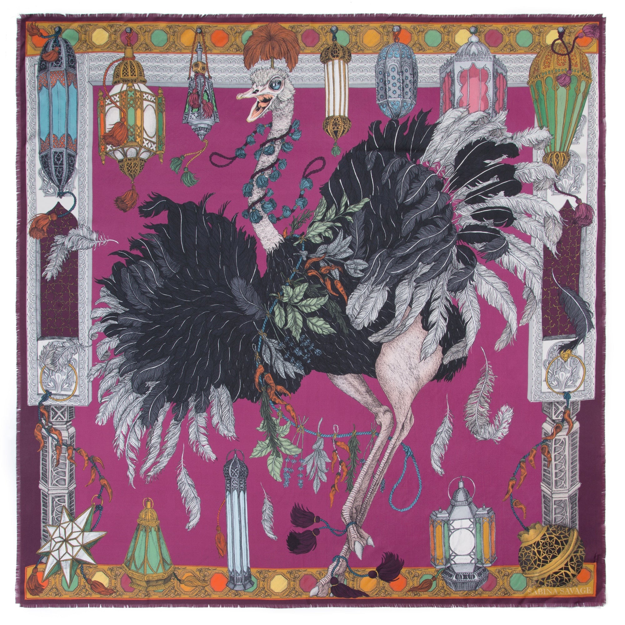 The Opulent Ostrich Silk Twill Shawl 135 – Sabina Savage