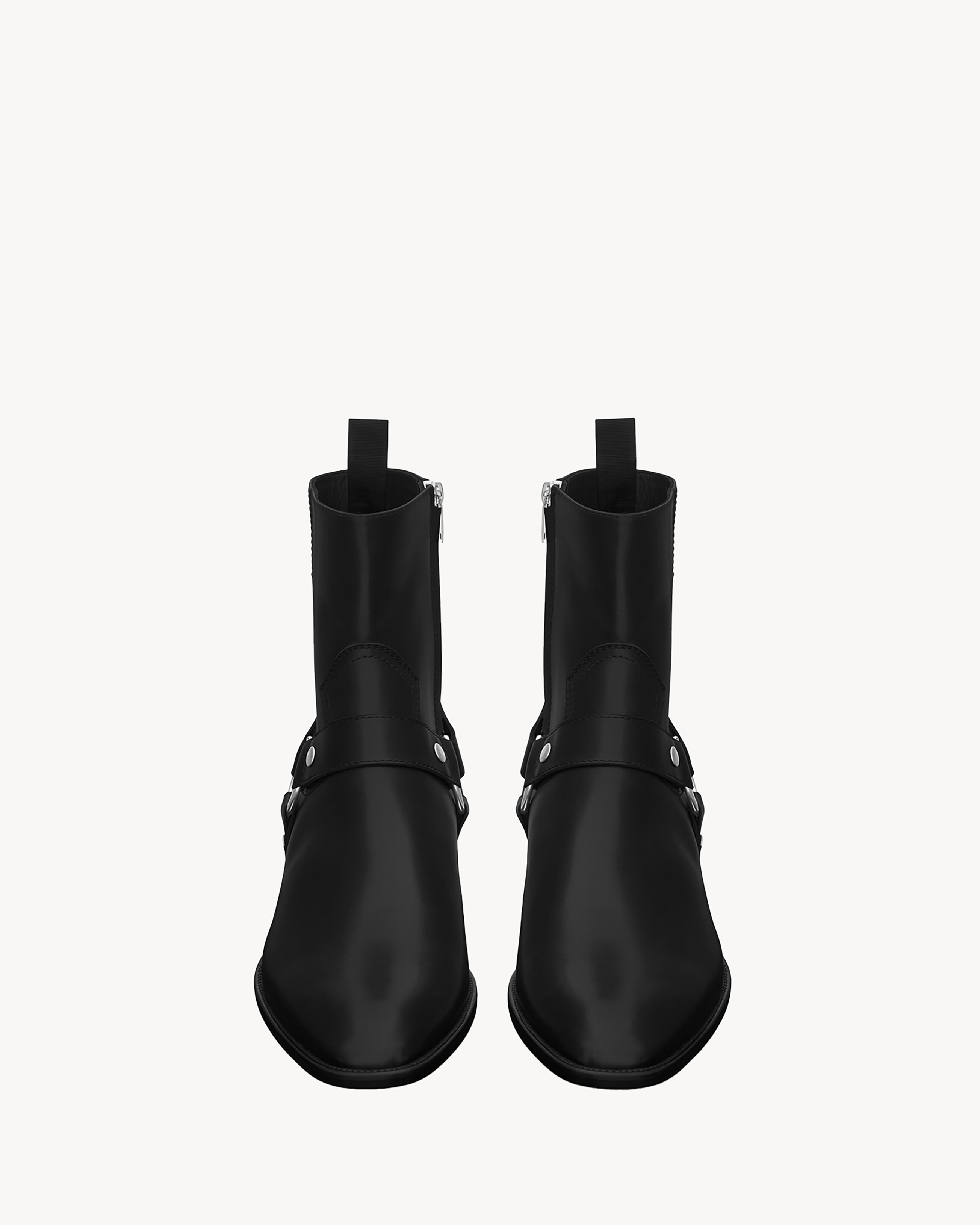 wyatt harness boots in smooth leather in Black | Saint Laurent