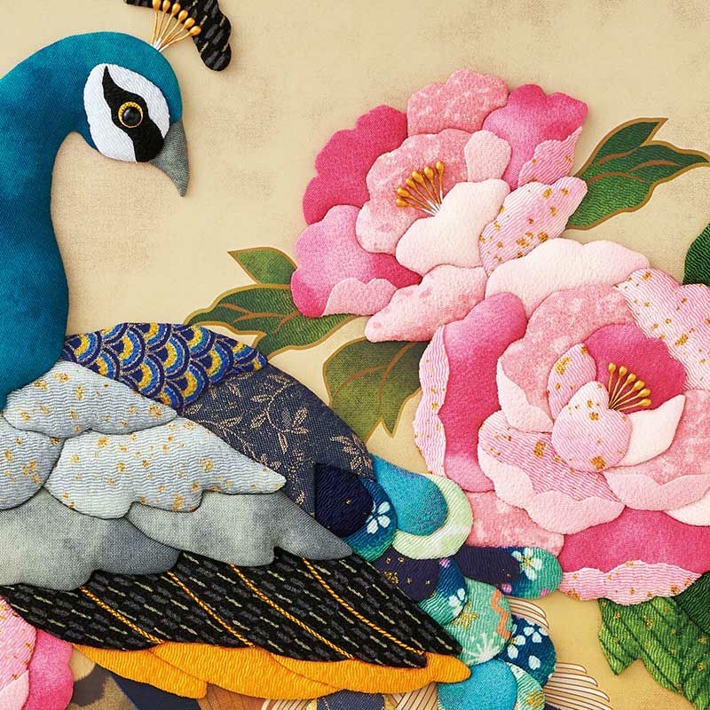 布押絵・孔雀牡丹図｜株式会社さくらほりきり