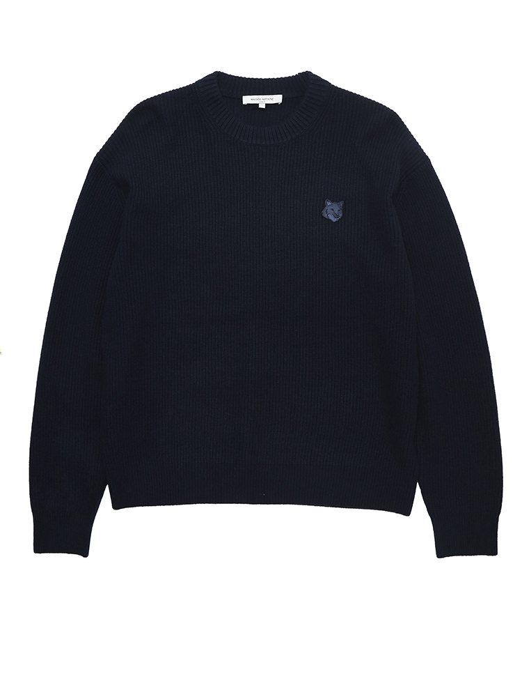 Maison Kitsune (メゾン キツネ) ウール×カシミヤ混 リブ編み 刺繍
