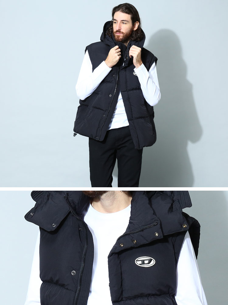 ディーゼル メンズ ベスト DIESEL ブランド ジレ アウター フード着脱