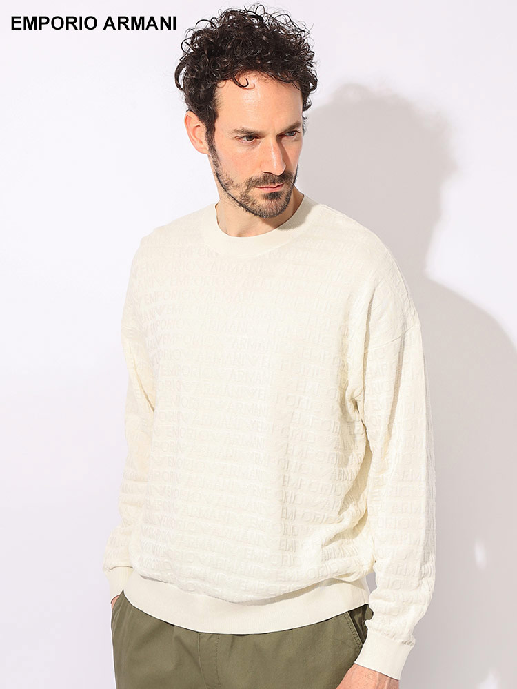 EMPORIO ARMANI (エンポリオアルマーニ) コットン 総柄ロゴ リブ