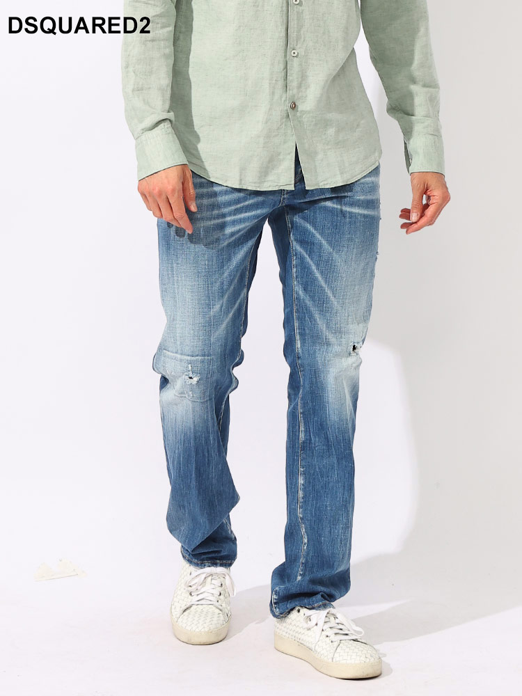 DSQUARED2 (ディースクエアード) ダメージ加工 手縫いデザイン ボタン