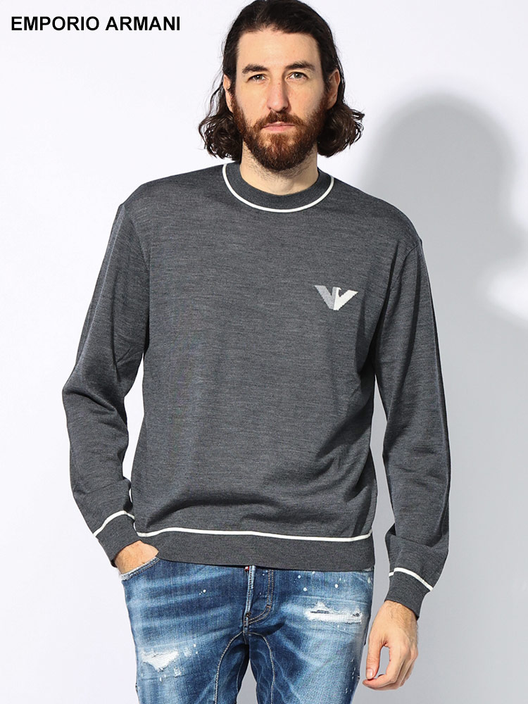 EMPORIO ARMANI (エンポリオアルマーニ) ウール イーグルロゴ クルー