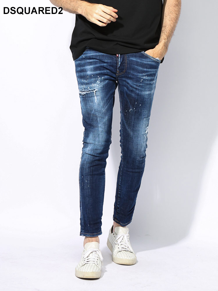 DSQUARED2 (ディースクエアード) ダメージ＆ウォッシュ レザーラベル