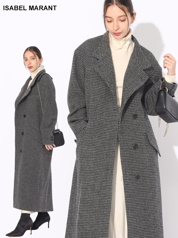 ISABEL MARANT (イザベルマラン) ウール 総柄 ロングコート