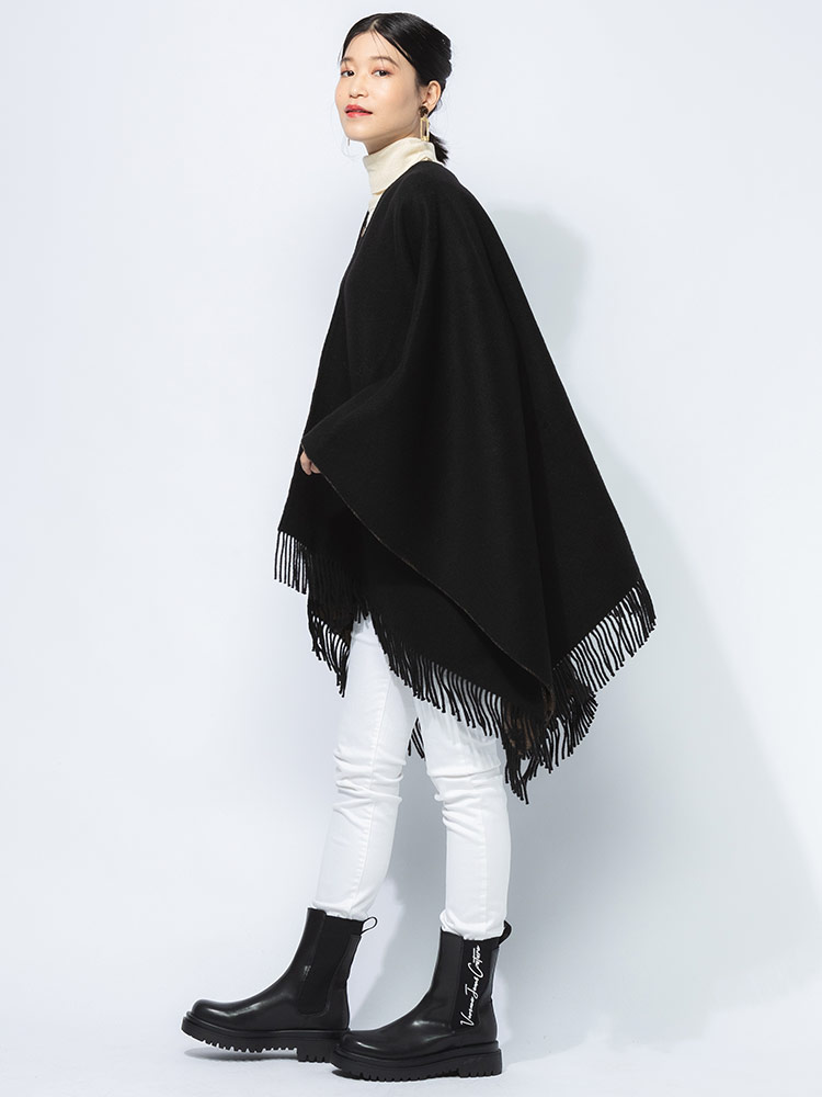 FENDI (フェンディ) リバーシブル カシミヤ＆ウール 無地 総柄