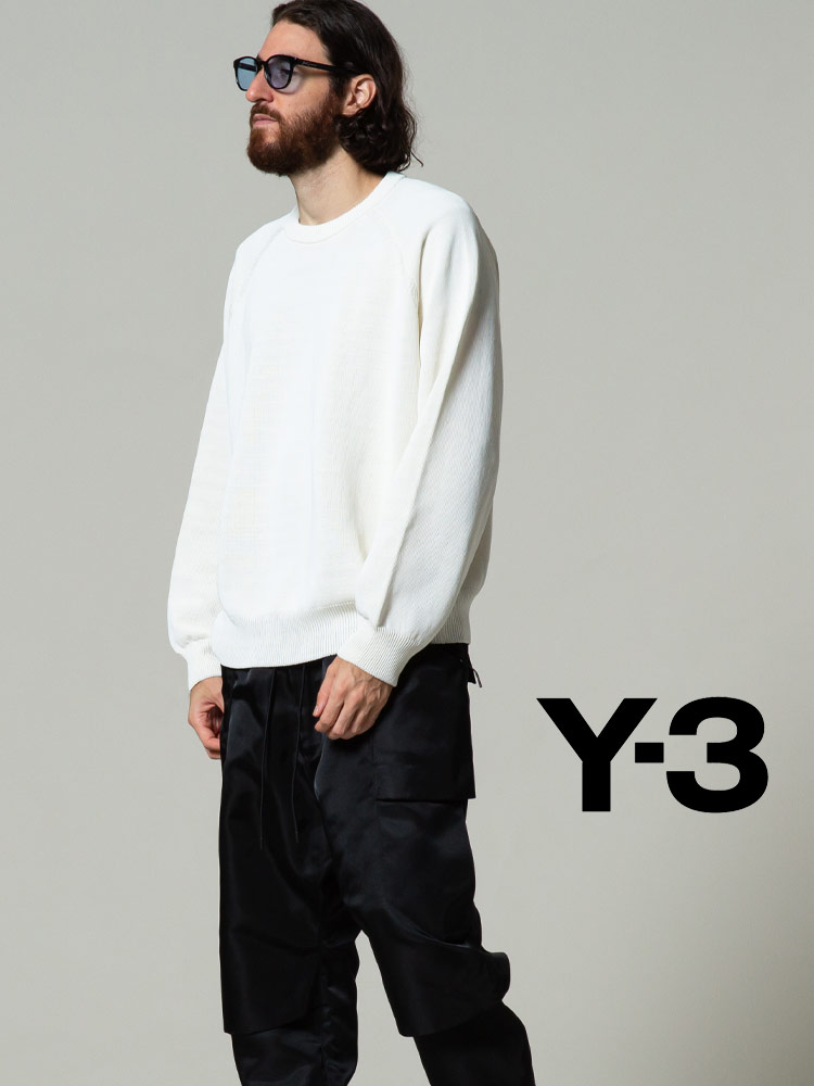 Y-3 ワイスリー コットン バックロゴ クルーネック ニット ブランド