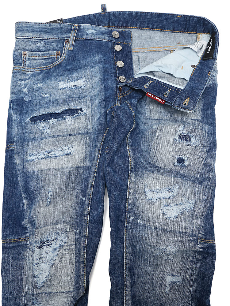 DSQUARED2 (ディースクエアード) ダメージ ボタンフライ タイディ