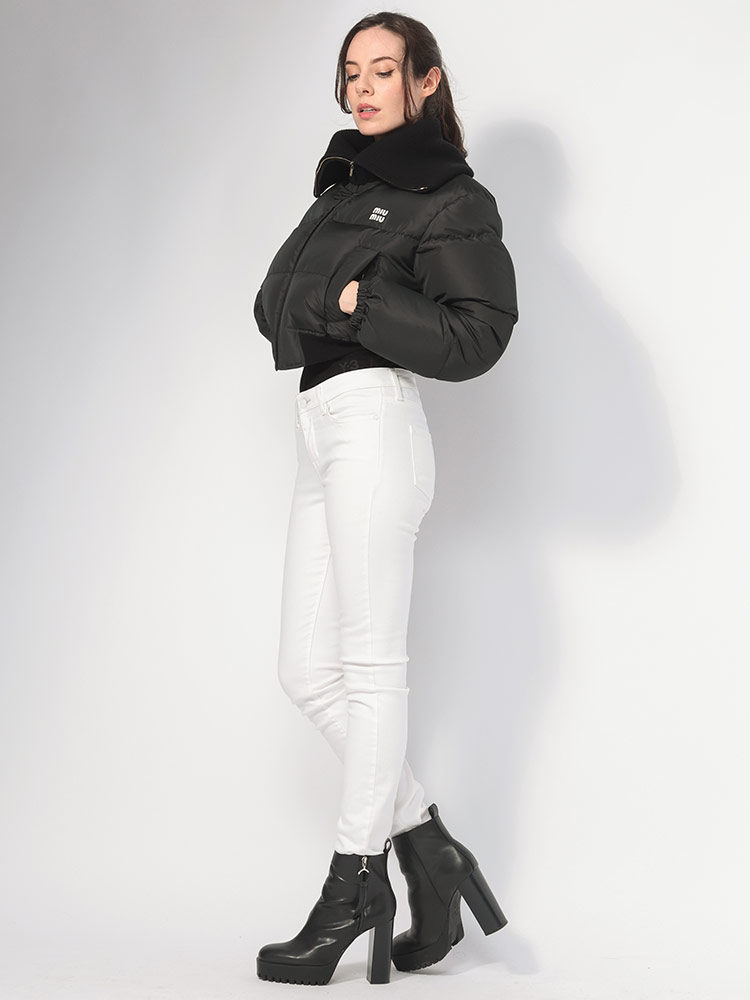 MIU MIU (ミュウミュウ) ニットカラー ショート丈 クロップド ダウン