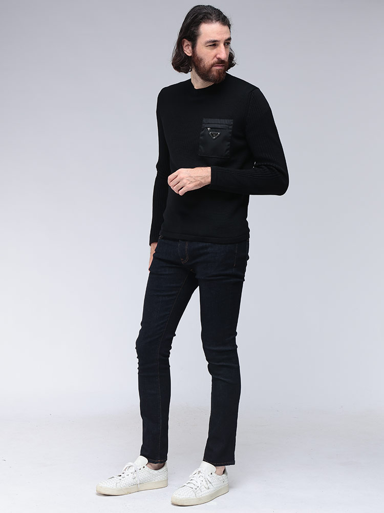 PRADA (プラダ) ウール ロゴポケット クルーネック セーター