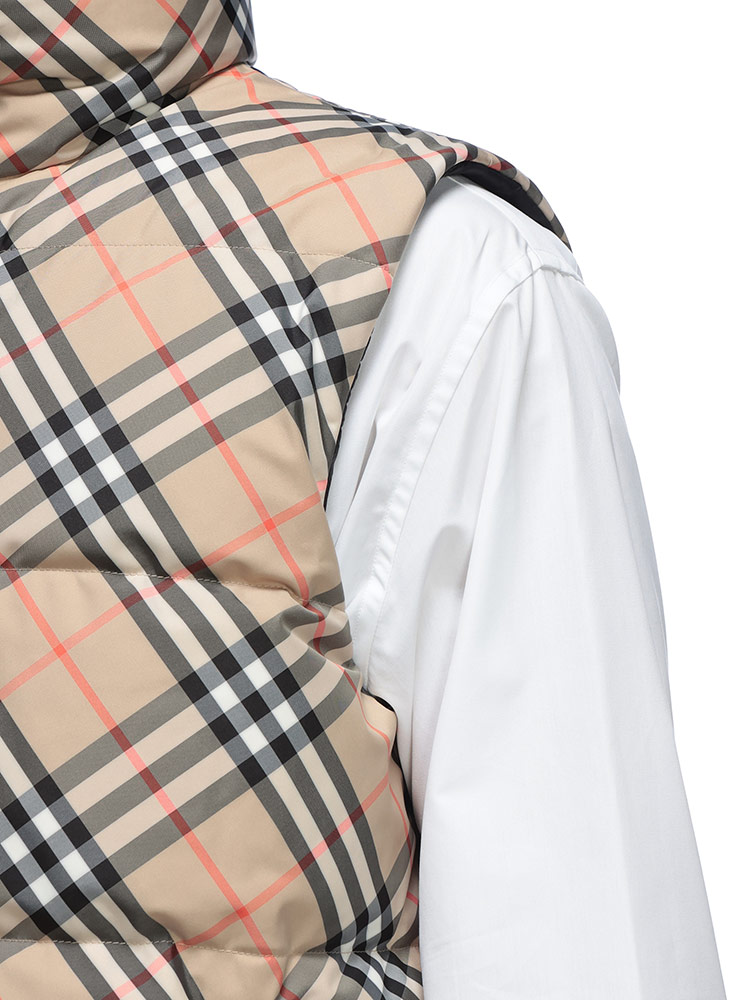 BURBERRY (バーバリー) ロゴ リバーシブル チェック 無地 ダウンベスト