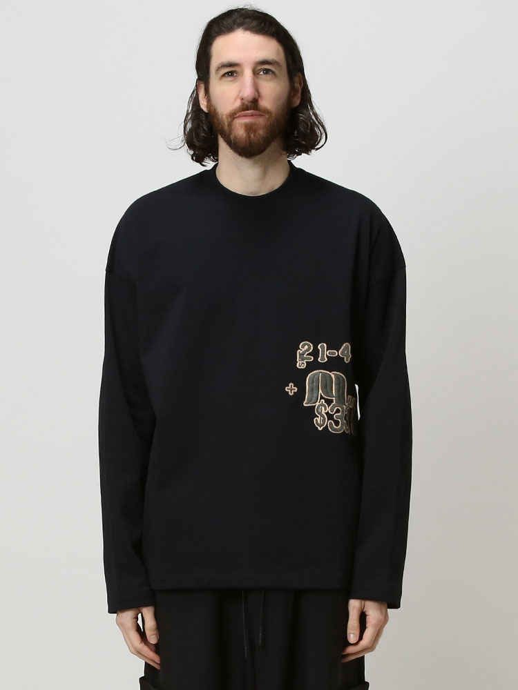 JIL SANDER (ジル サンダー) 綿100％ 刺繍 クルーネック 長袖 Tシャツ