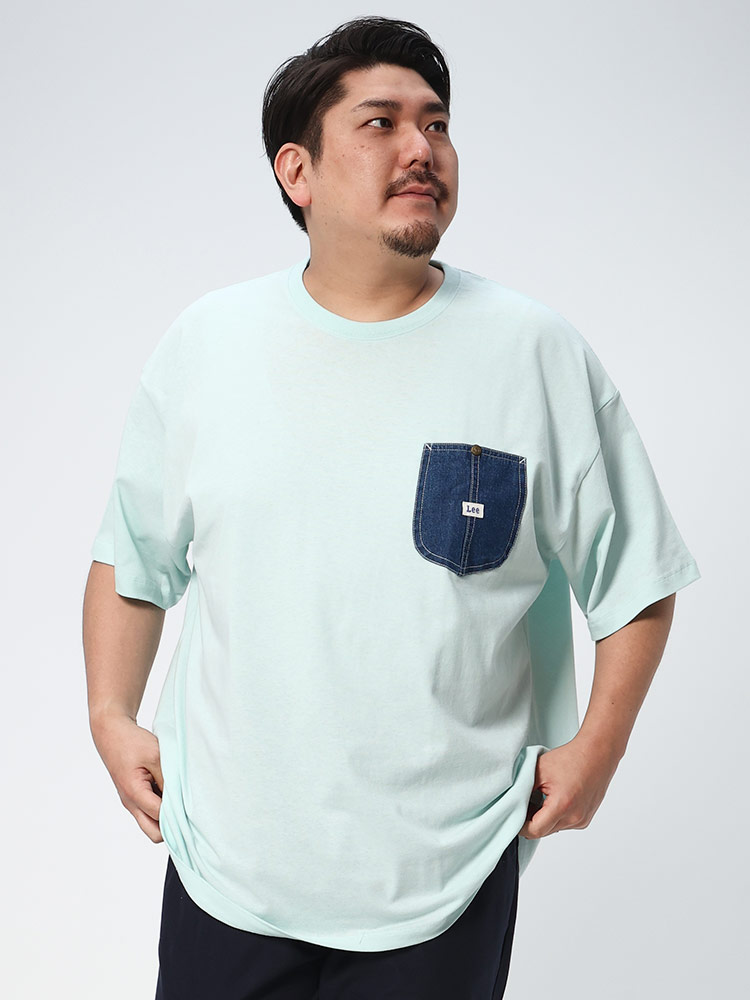 大きいサイズ メンズ Lee (リー) デニムポケット クルーネック 半袖 T