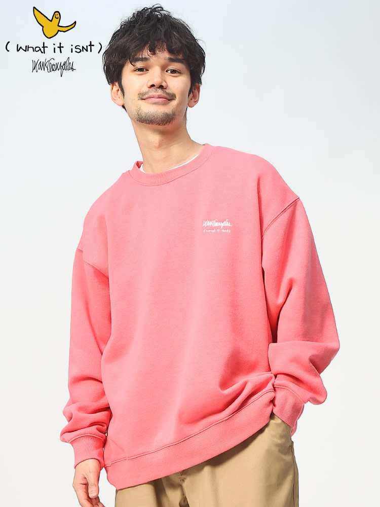 What it isNt (ワット イット イズント) 裏起毛 バックプリント クルー