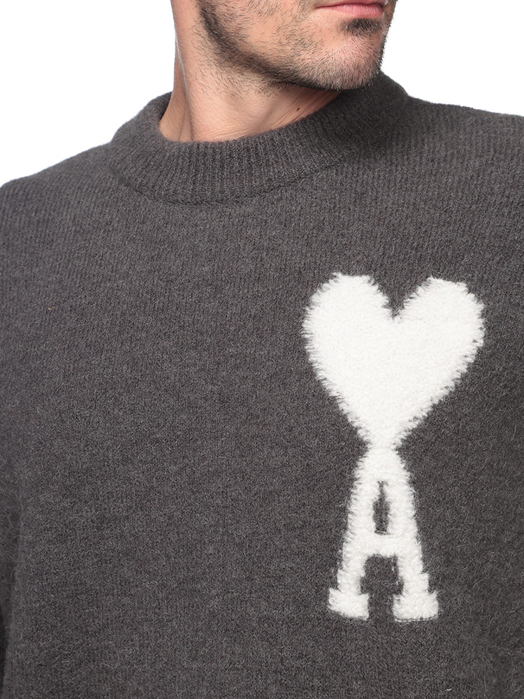 AMI PARIS (アミパリス ) アルパカブレンド 胸ロゴ クルーネック