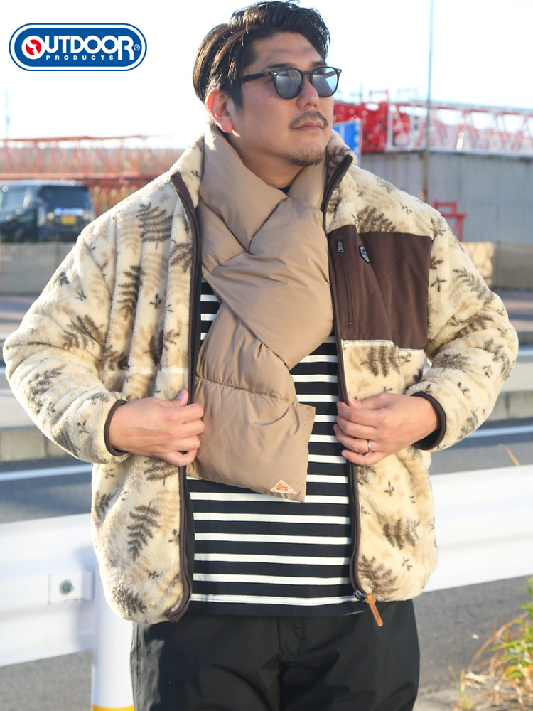 ボアフリース 総柄 フルジップ ジャケット (OUTDOOR PRODUCTS