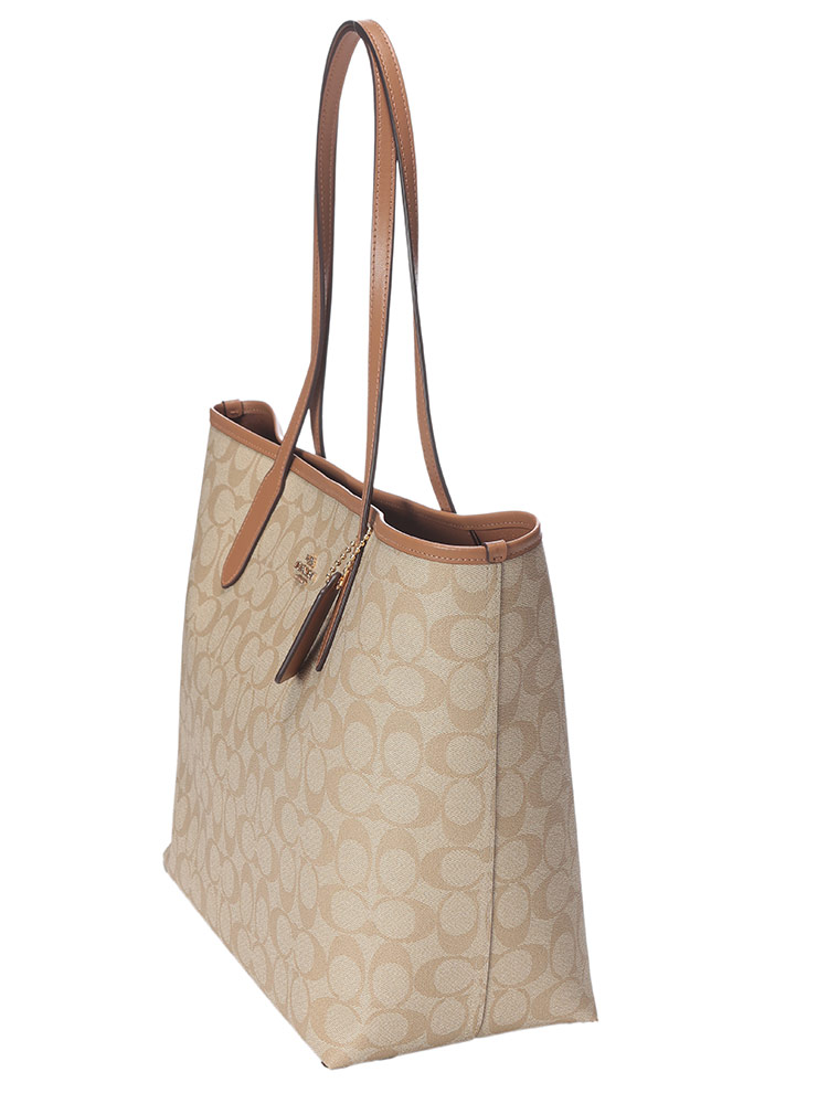 COACH (コーチ) シグネチャー キャンバス レザー トートバッグ