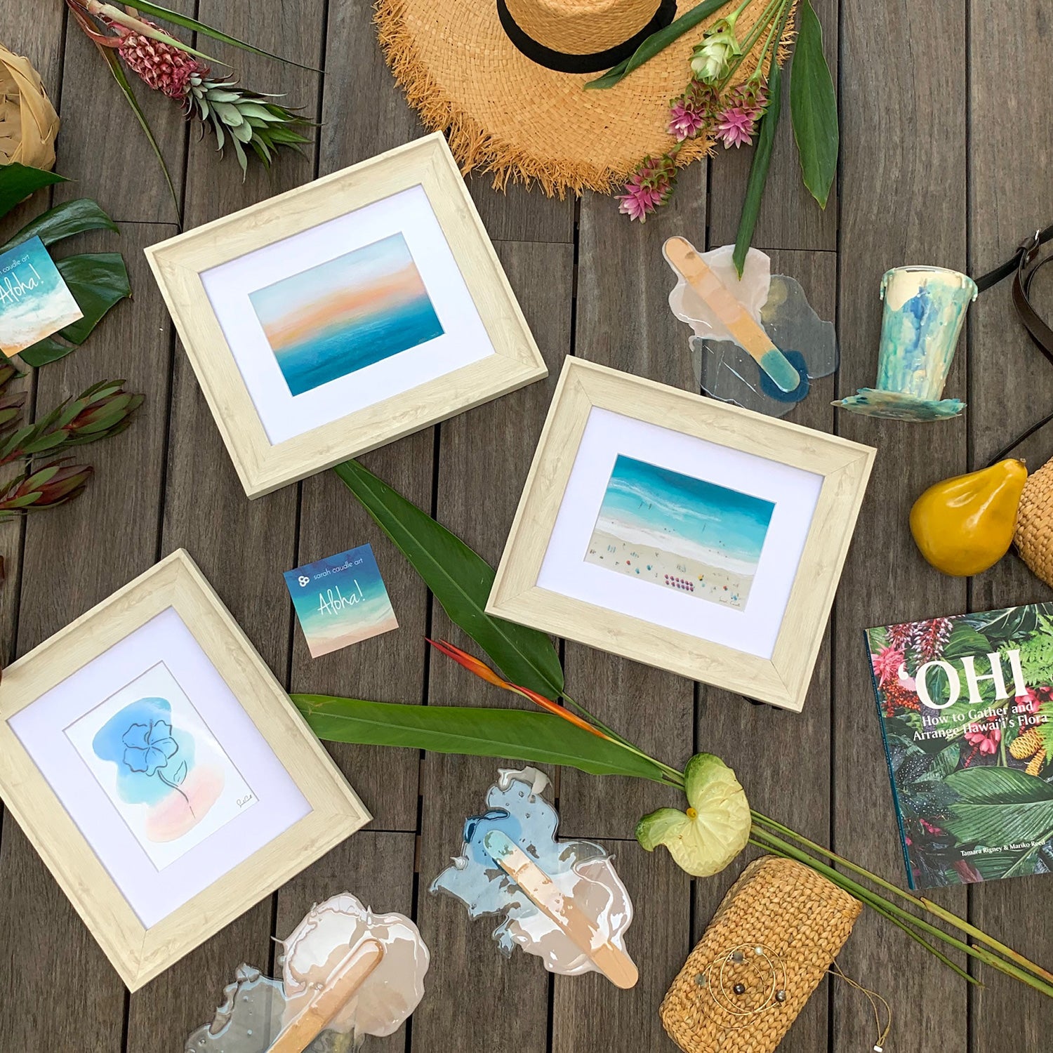 Sarah Caudle / サラカードル】”Waikiki Beach”Matted Print – Sarah