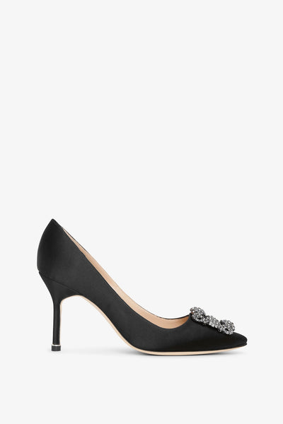 Manolo Blahnik | Hangisi 90 black satin pumps | Savannahs