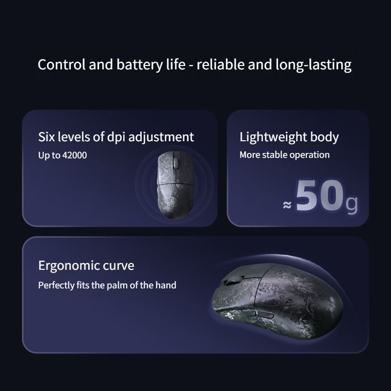 Ultra Lightweight IPI Qi Pro Wireless Gaming Mouse - 42000 DPI